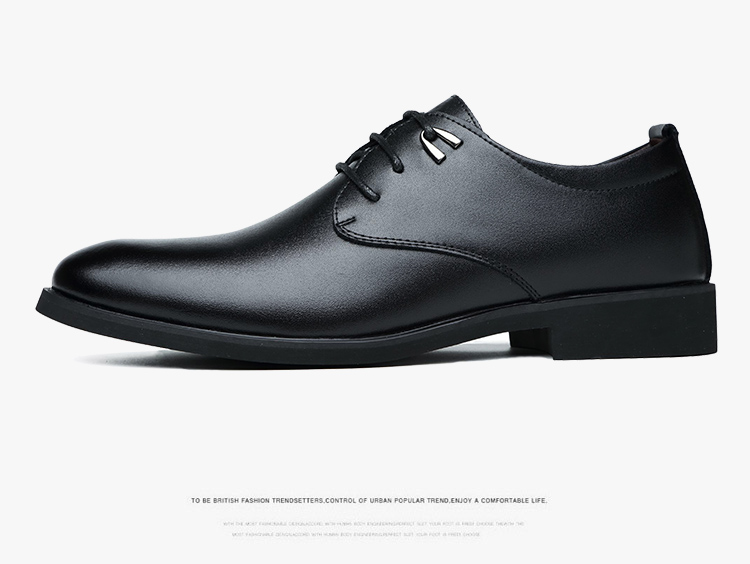 BEIOUTU Men's Leather Dress Shoes Fashion Trendy Lace-up Wedding Low-top Cowhide Business Casual Shoes 511 Black 43 11
