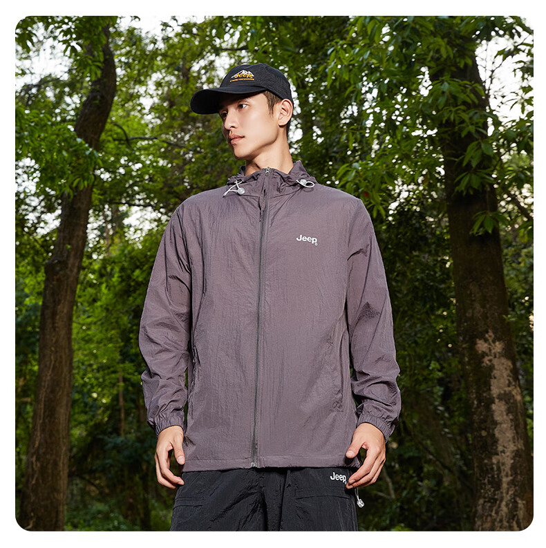 JEEP Sun Protection Jacket, Summer Breathable, for Men And Women Couples, Ice Silk Outdoor Sports Skin Coat, Pure Black, 3XL 14