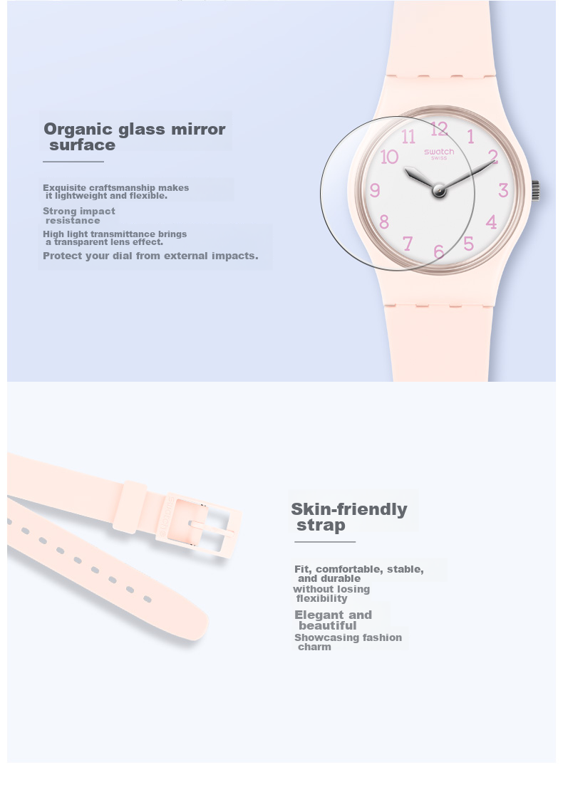 Swatch Swiss Watch, Pink Small Dial Quartz Wristwatch for Middle And High School Girls, Graduation Gift, Pink Beauty 3