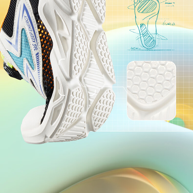 361° Children's Shoes, Kids' Running Shoes for Summer, Boys And Girls Aged 3-14, Large Mesh with Rotary Knob, White, Size 35 13
