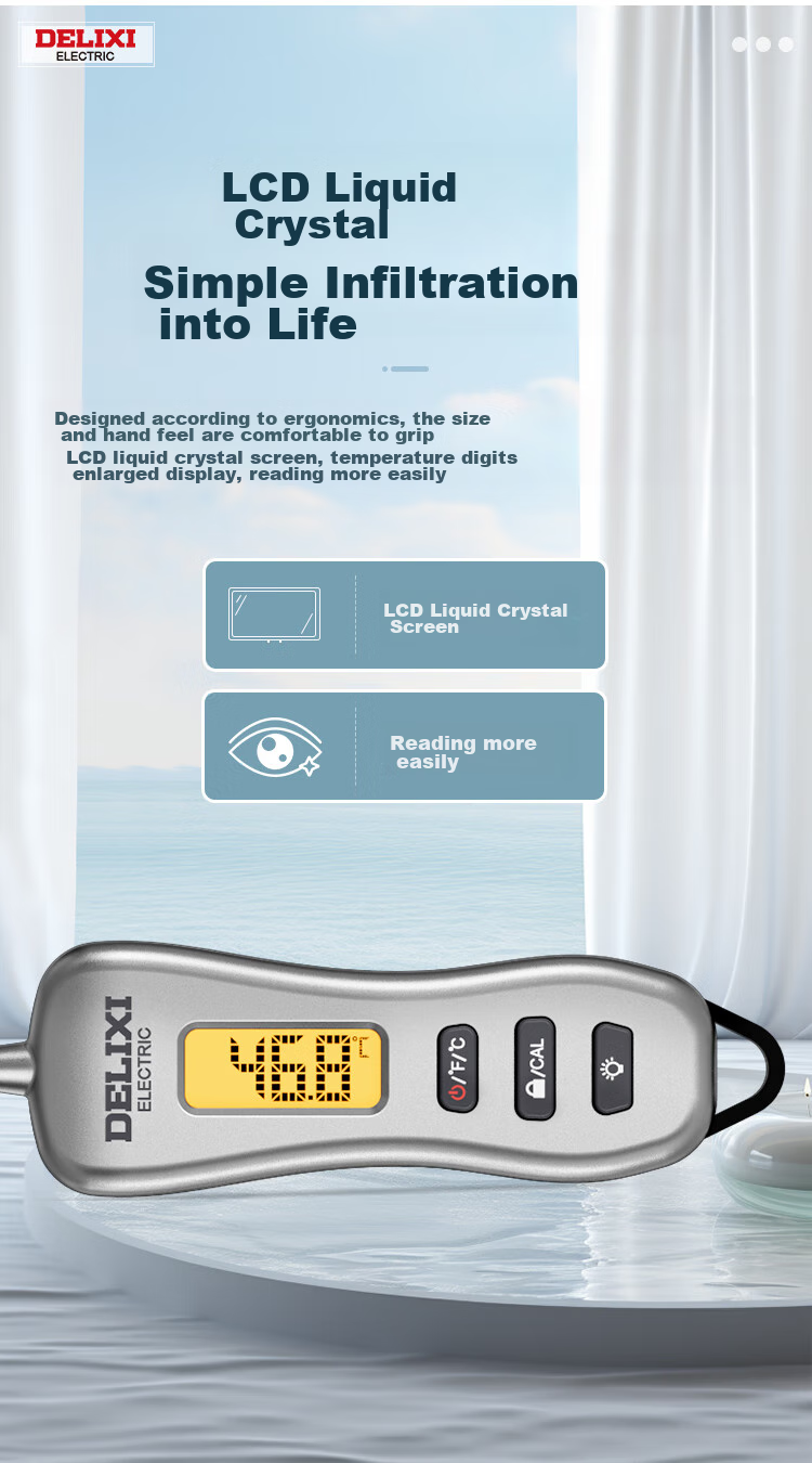 DELIXI ELECTRIC Electronic Probe Thermometer, 304 Stainless Steel ABS Kitchen Cream Temperature Measurement, Oil Temperature Measurement, Backlit Display 6