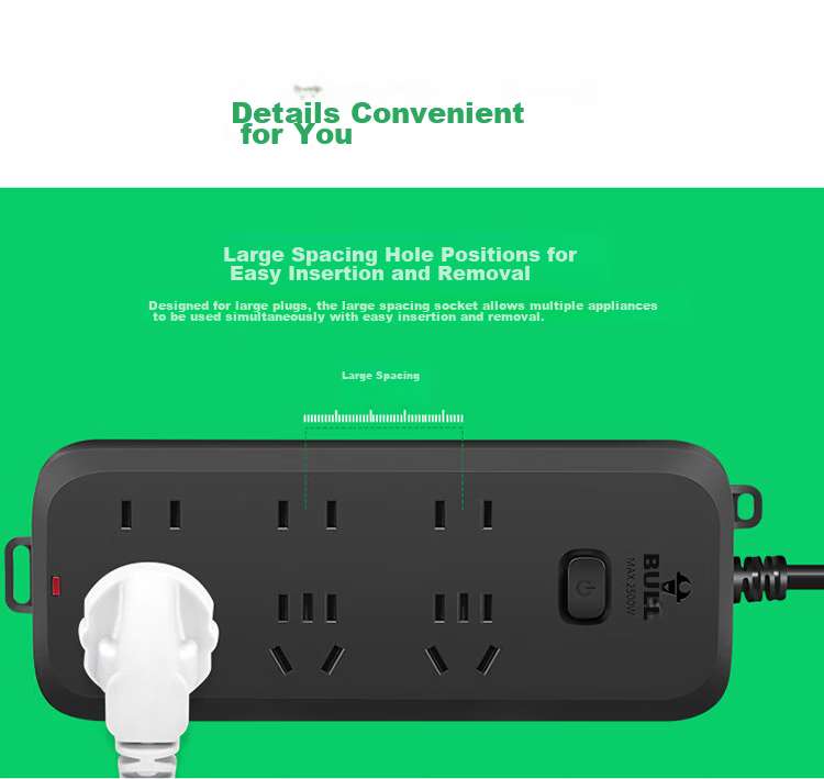 BULL Power Strip / Extension Cord / Surge Protector / Multi-Outlet Strip / Power Bar / Cable Reel, Black Matte Finish, 6 Outlets with Master Switch, Total Length 1.8 Meters, GN-B8330H 10