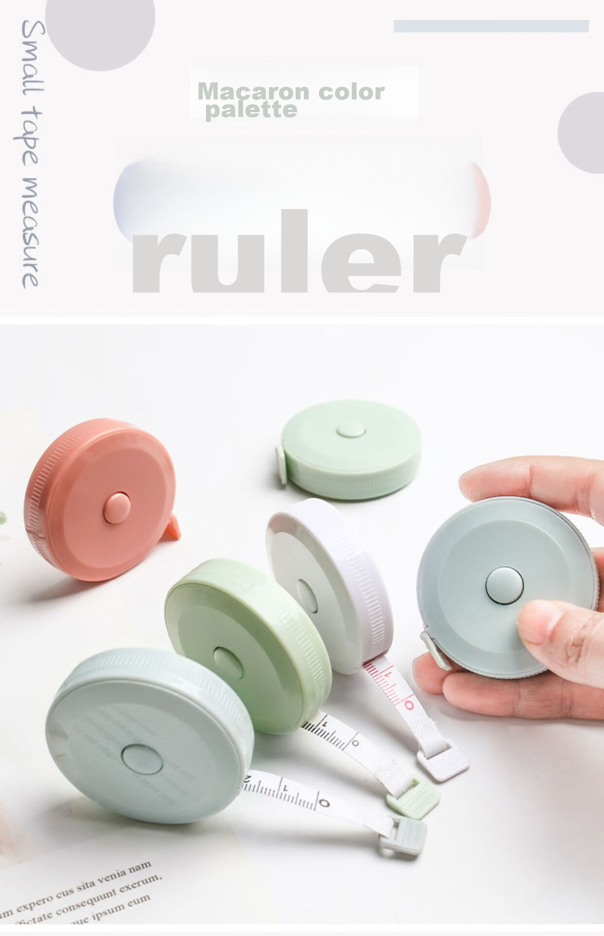 Ouliwen Mini Tape Measure for Students to Measure Height And Body Dimensions, Soft Tape with Automatic Retractable Design for Easy Measurement, Simple White Color 1