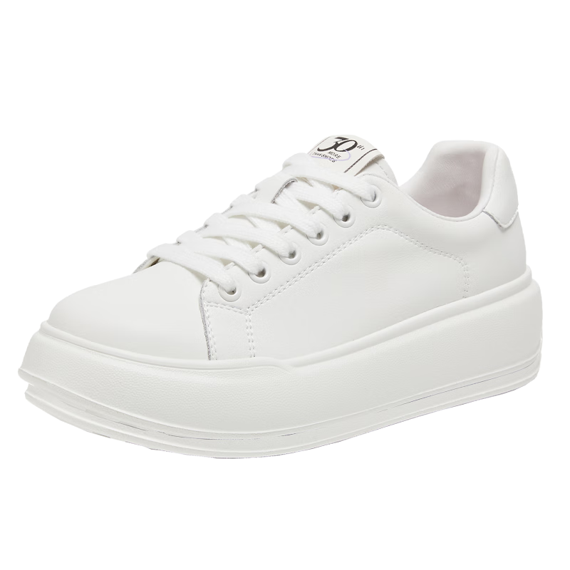 St&Sat Women's Classic Versatile Height-Increasing Thick-Soled Lightweight Soft-Bottom Casual Sneakers SS33112497 White 38