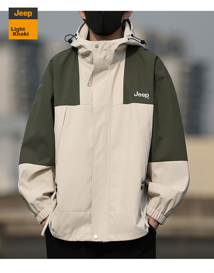 JEEP Men's Jacket, Spring And Autumn Casual Workwear, Loose-Fitting Windbreaker for Couples, Dark Green, Size L 18