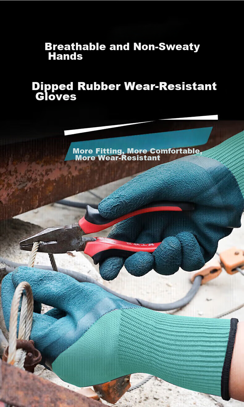 SHENGLI Work Gloves, Gardening Gloves, Wear-Resistant, Non-Slip, Thin, Latex-Coated, Highly Elastic, Breathable Rubber Gloves, for Handling And Work, ND150S, 12 Pairs 3