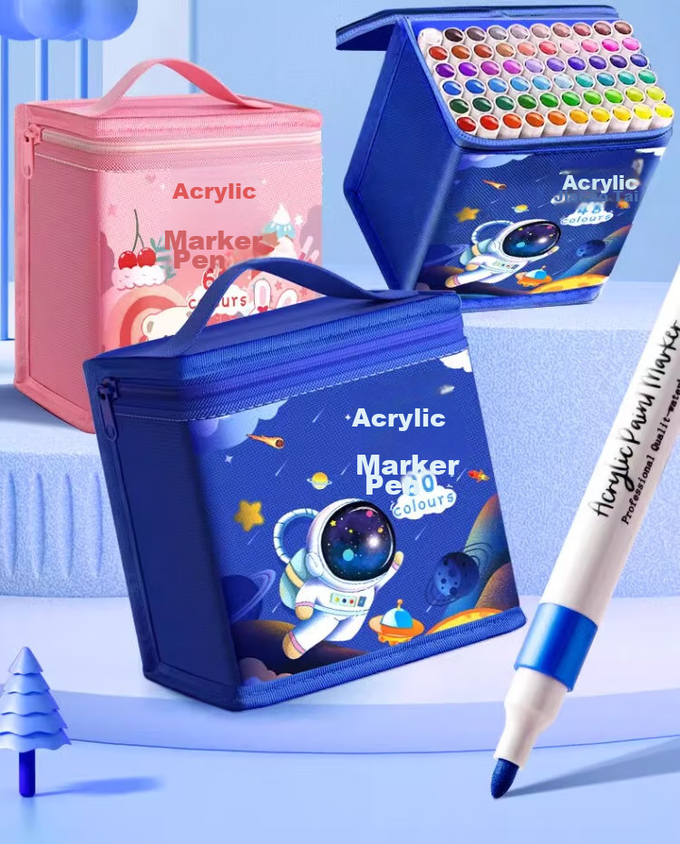Liupintang Acrylic Markers, Waterproof Non-Translucent Watercolor Pens, Specially Designed for Elementary School Students, Soft Tip, Washable, Art Supplies for Students, Kindergarten And Children's Drawing Pens, Graffiti Handles, Acrylic 2