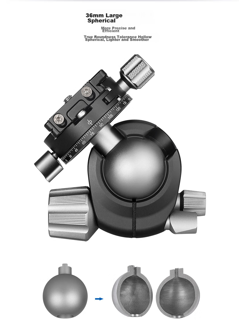 Leofoto Gimbal, Dual Panoramic 360-Degree Clamp, Photography And Videography, Mirrorless And DSLR Camera, Lightweight And Stable Professional Spherical Gimbal, LH-36R 8