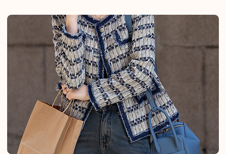 Dme [Qianjin Madeline] Spring And Autumn Elegant Vintage Chanel-Style Coarse Woven Strap Comfortable Slimming Women's Jacket 4