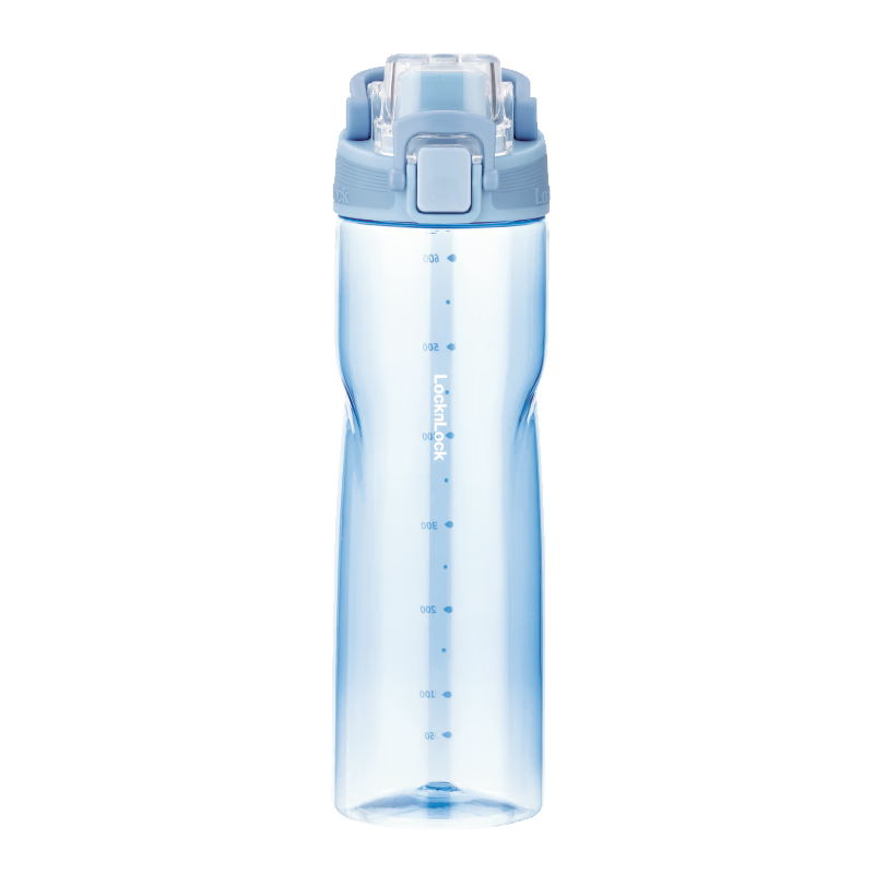 LOCK&LOCK Plastic Sports Water Bottle with Scale And Handle for Summer, Portable Water Cup for Men And Women, 700ML Blue