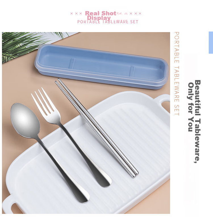 Shihua Fashion Stainless Steel Portable Cutlery Set, Chopsticks Spoon Fork Boxed Four-Piece Set SH-6361 8