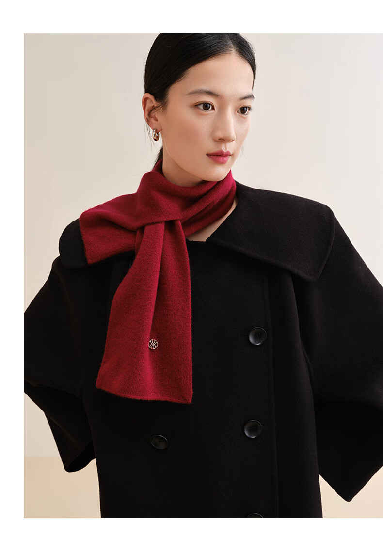 Wanshili WENSLI Cashmere Red Scarf, Women's Shawl, Warm, Gift for Girlfriend, Holiday Present, Gift Box Packaging, Song Yu 22