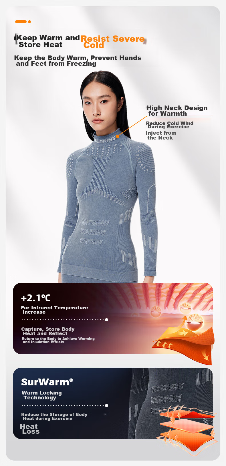 SURPINE Fearless Series Oqunke Design Quick-Dry Moisture-Wicking Ski Warm Functional Jacket for Men And Wome 5