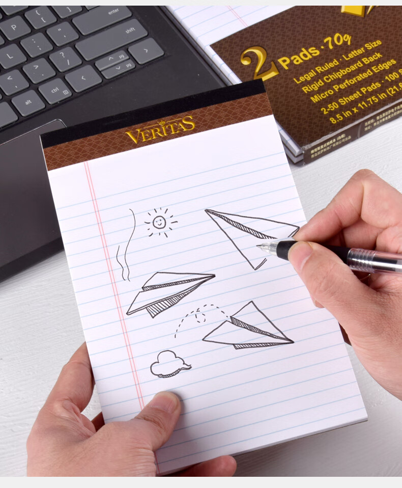 KAISA VERITAS Series Paper Notebook, American A4 Size, 50 Sheets, Thick Paper, Work Journal, Draft Book, 2-Pack 12