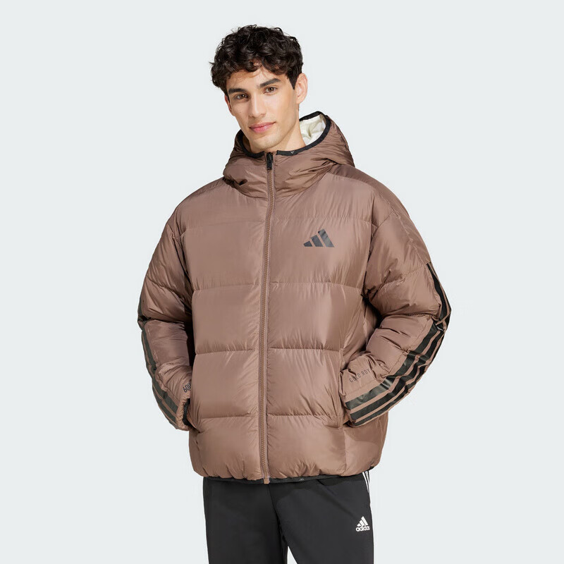 Adidas Men's Winter Regular Duck Down 600 Fill Power Brown Hooded down Jacket JM4622 A/L 1