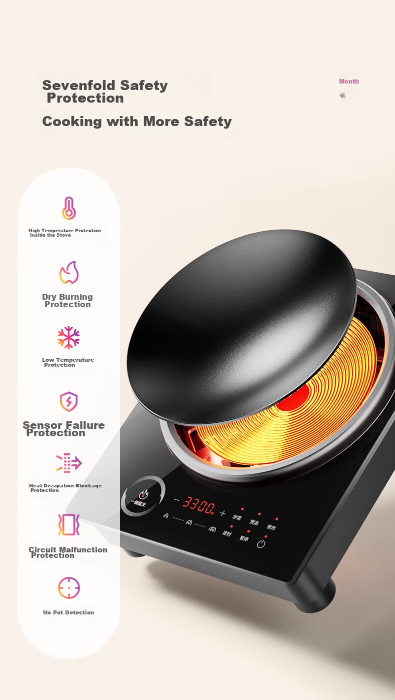 Hualing Midea Electromagnetic Cooker, 2200W High Power, Wide Heat Distribution, Durable And Wear-Resistant Panel, Eight Heat Settings, Waterproof Induction Stove, Hot Pot Cooker WH-E22F02 16