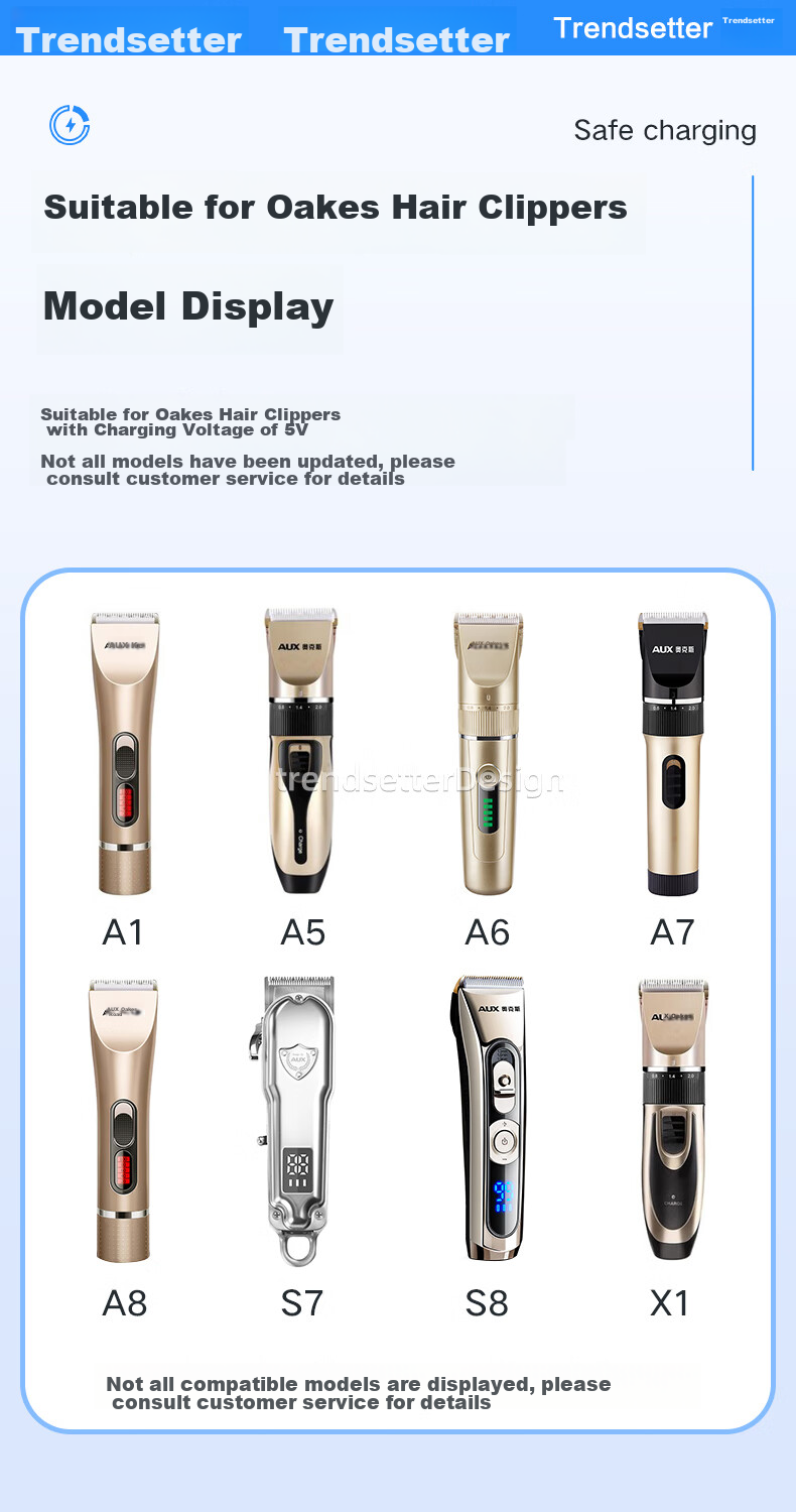 Chaofan Compatible Charging Cable for AUX Shaver, Hair Clipper Charger Cable, Power Cord Accessories for A1 A5 A6 A7 A8 S7 S8 X1 Hair Trimmer And Electric Scissors 9