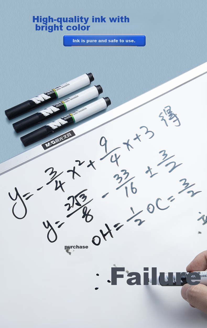 M&G Stationery Erasable Whiteboard Markers Easy to Erase D10 Value Edition Single-Tip Office Meeting Pen Refillable Black 10 Pcs/box AWMY2201 6