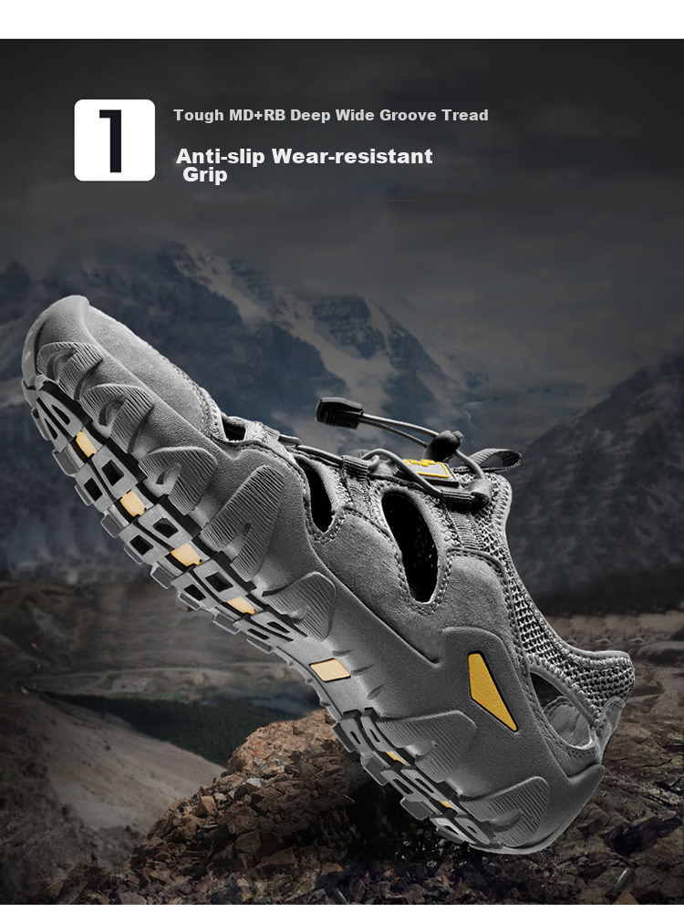 Jeep Sandals for Men, Outdoor Breathable Beach Shoes, Men's Closed-Toe Water Shoes, Non-Slip Wear-Resistant Hiking Shoes for Stream Trekking 7