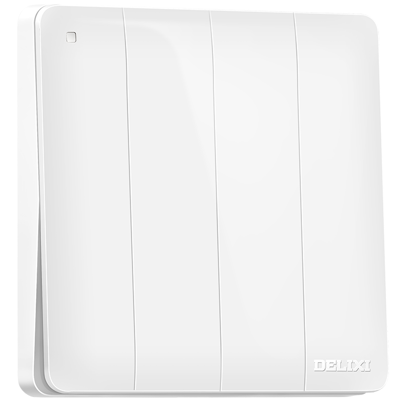 DELIXI Switch Socket Panel, CD821 Series, Four-Gang Single-Control Switch, Stylish White Large Board