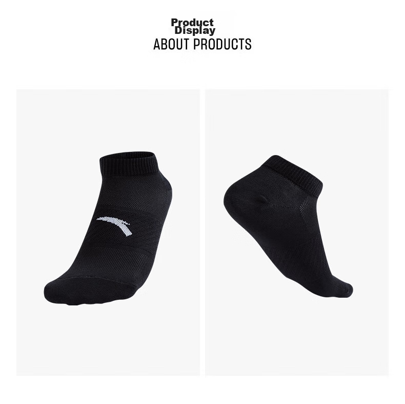 Anta Socks [3 Pairs] Sports Short Socks Comfortable Antibacterial Sweat-Absorbing Breathable Running Basketball Socks Unisex 25