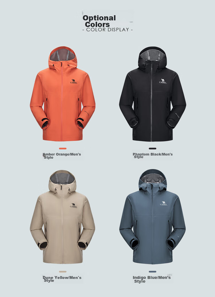 CAMEL Hardshell Jacket for Men And Women, Chinese Outdoor 3L Fully Sealed Waterproof Rainproof Orange Hiking Mountaineering Coat O189 19