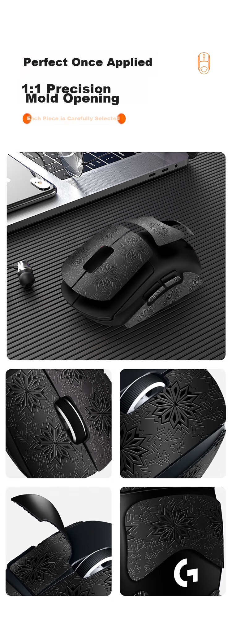 BUBM GpW1 Native Mouse Pad Sticker, Anti-Slip Dog Shit King Sticker for Gaming, Curved Mouse Pad, Smooth And Wear-Resistant, GPW First Generation Mouse Pad, Gray 6