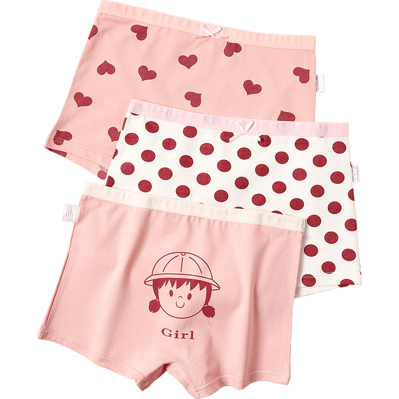 LangSha Girls' Summer Underwear, Class A Cotton, Lightweight And Breathable, Cute Square Shorts for Little Girls, Size 140