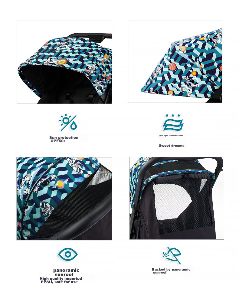 HBR Stroller, Lightweight High-View Children's Carriage, Can Sit And Lie Down, Mpro Automatic Folding, Dark Gree 10