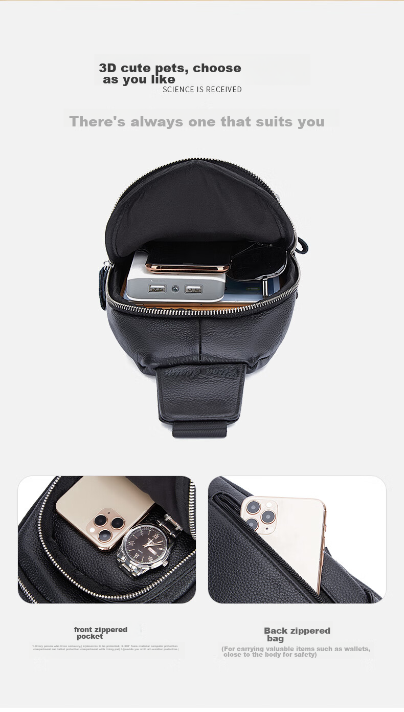 Meizhouyeni Crossbody Bag for Men, Top-Grain Leather Chest Bag, Fashionable Shoulder Bag, Casual Trendy Sports Birthday Gift for Boyfriend 5