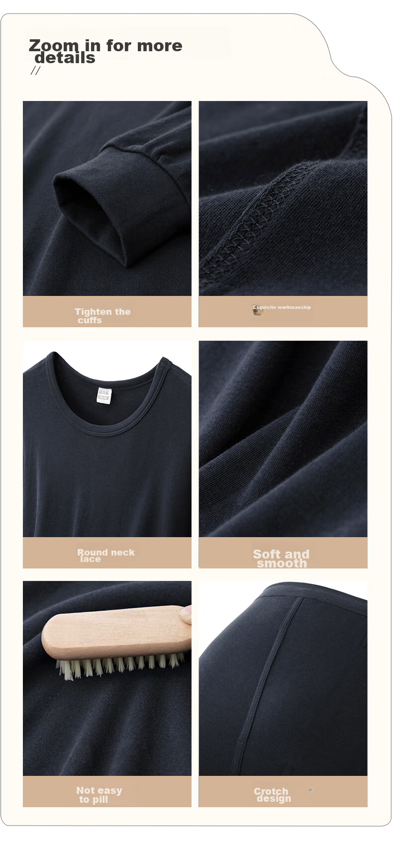 Yiershuang [10A Antibacterial And Anti-Mite] 100% Pure Cotton Thermal Underwear Set for Men, Autumn Top And Pants, Round Neck All-Cotton Sweater 15