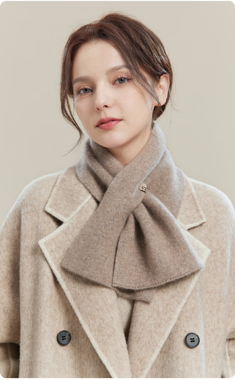 JIUMU 100% Cashmere Small Scarf for Women Autumn Winter Warm Neck Warmer Gift Box for Girls and Moms Birthday Present 17