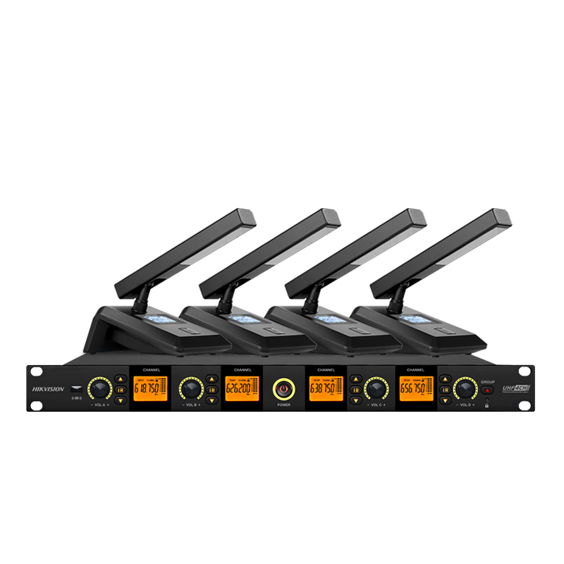 HIKVISION Conference One-To Wireless Microphone, Desktop Short-Boom Square Tube Microphone, Podium UHF High-Fidelity Anti-Interference Automatic Frequency Matching Anti-Howling Speech Training Broadcasting
