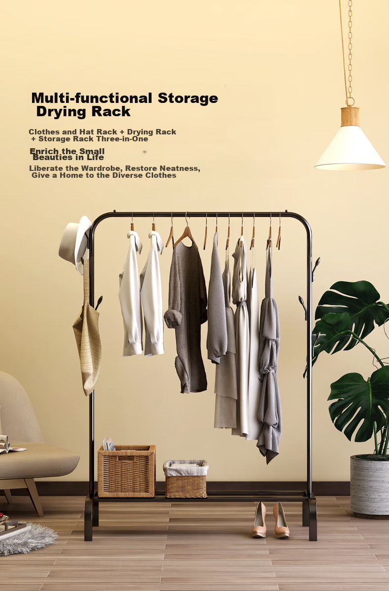 MAPLE FASHION Clothes Drying Rack, Floor-Standing Clothes Hanger, Simple Bedroom Coat Hanger, Multifunctional Garment Rack 1