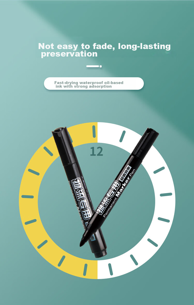 Genvana Single-Tip Oil-Based Marker Pen for Logistics - Black (Pack of 10) G-0902 3
