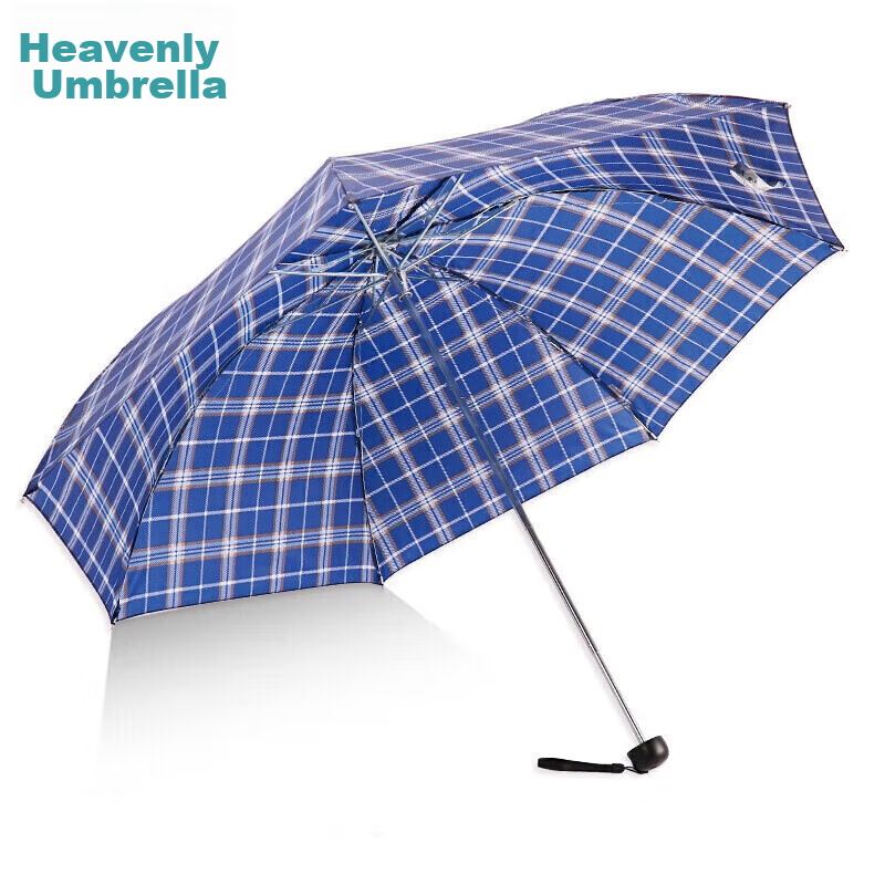 Tiantangshan Windproof And Rainproof Umbrella, Three-Fold Portable Folding Water-Resistant Sun And Rain Dual-Use Umbrella, Business Umbrella for Men And Women, Plaid Blue Navy