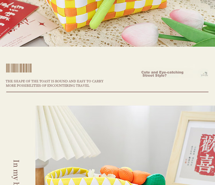 TaTanice Handbag Woven Bag, Mid-Autumn Festival Gift Birthday Storage Bag, Colorful Woven Basket Shopping Tote 12