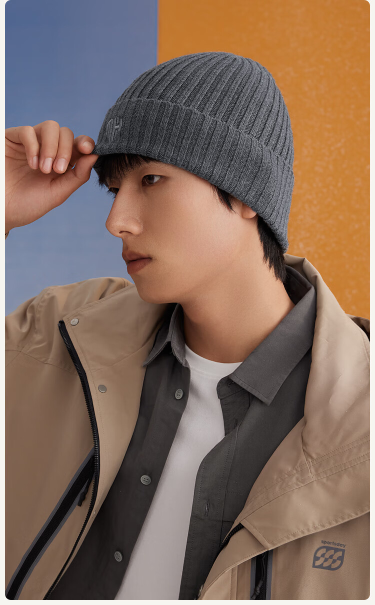 HLA Men's Wool Blend Hat, Autumn And Winter Warm Fleece-Lined Knitted Cap for Men And Women, Zodiac Year Qiwei Red 3
