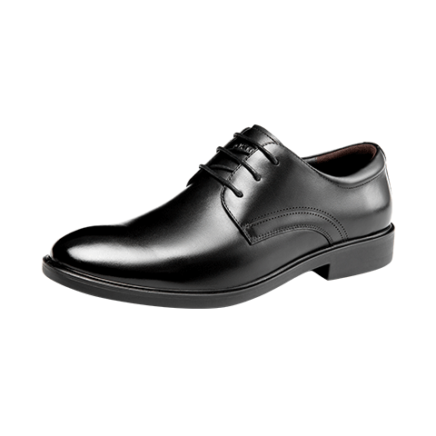 Aokang British Business Formal Leather Shoes, Cowhide Lace-Up Office Fashion Leather Shoes, Black (Polyurethane Sole), Size 41