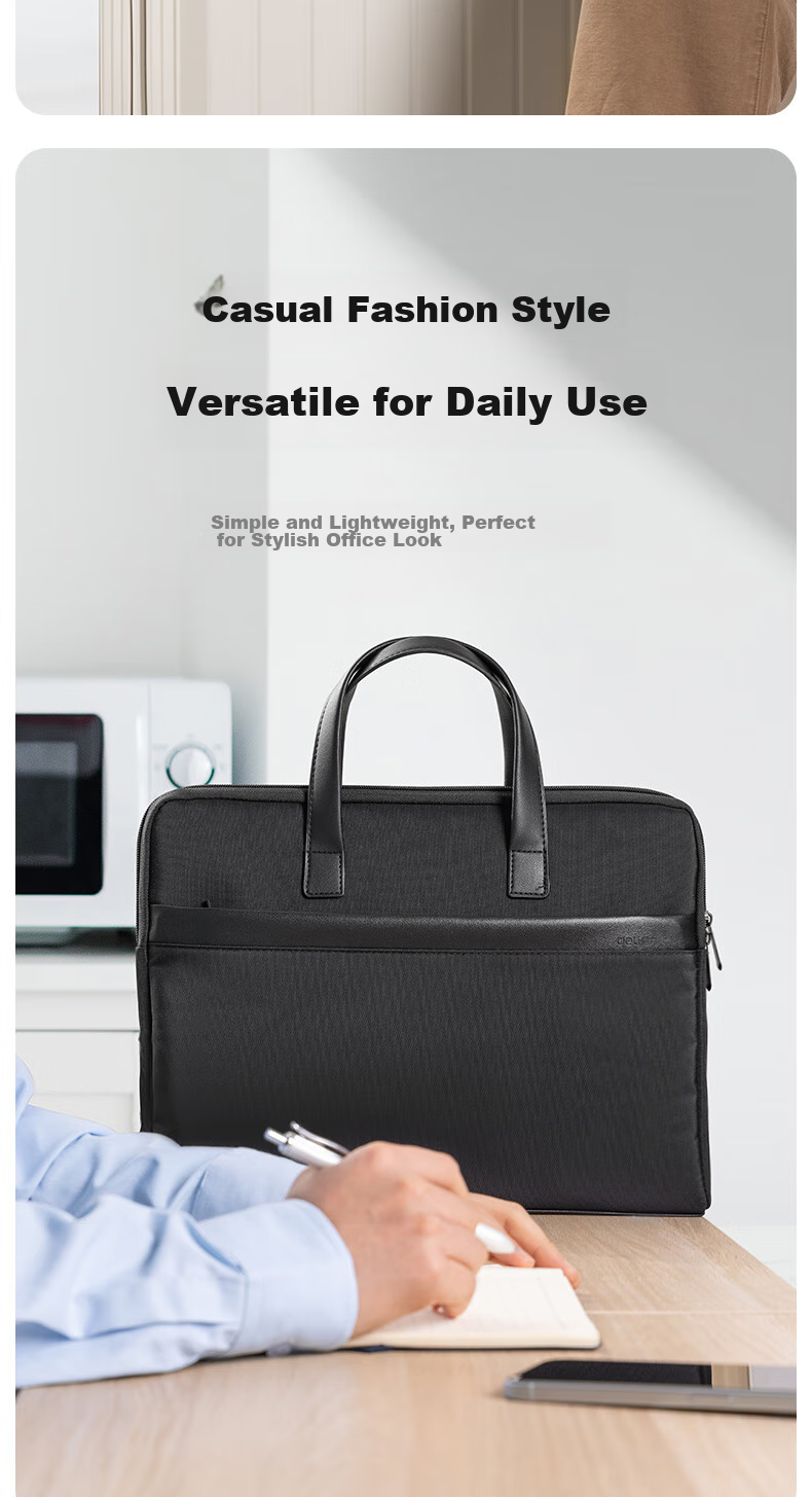 Deli [Super Popular] Briefcase, Business Casual Handbag for Men And Women, Professional Document Bag/Polyester Tote Bag/Document Case/Laptop Bag, Black 4