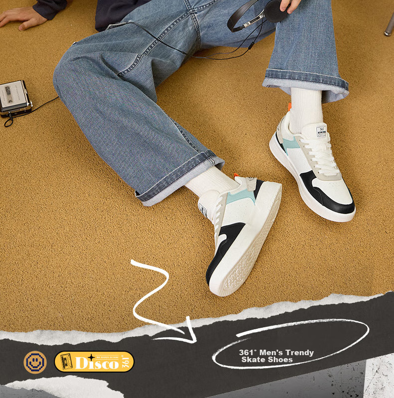 361° Men's Sports Shoes, Spring And Summer Retro Versatile Thick-Soled Warm White Casual Sneakers for Men, 672416602F-2 2