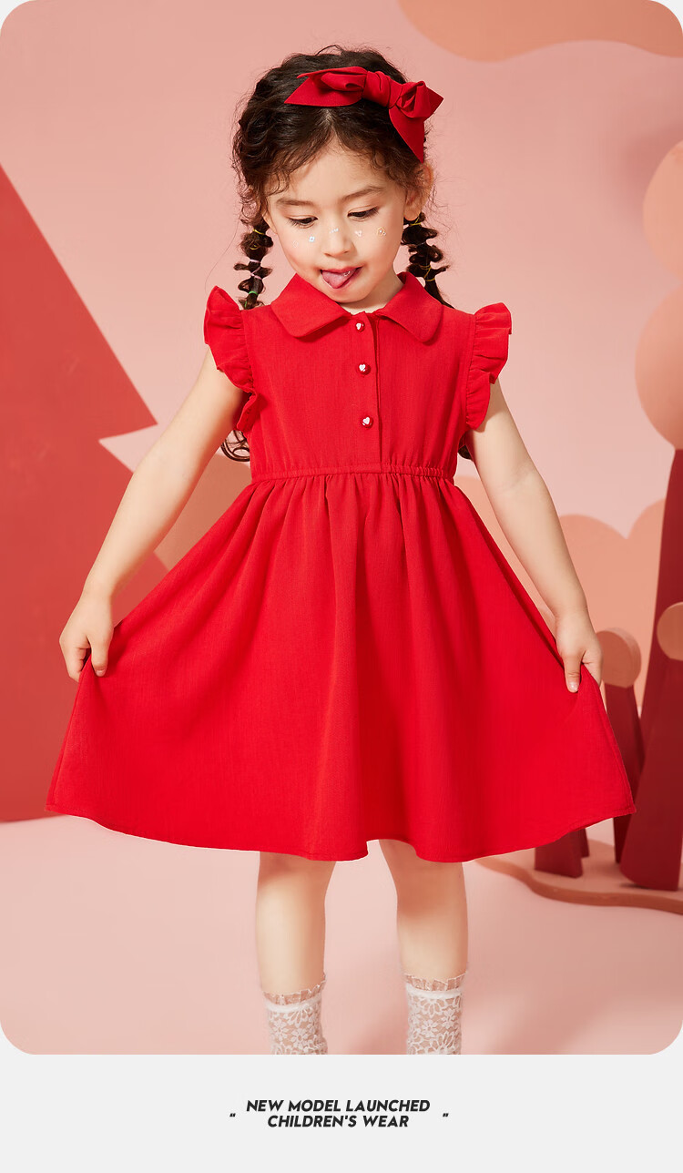 ASK JUNIOR Girls' Summer Vacation Dress, Children's Sundress with Lace Sleeves, Princess Dress for Summer Vacatio 5