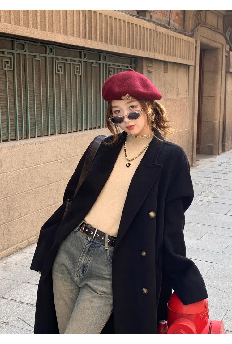 XUEXIMAN Knitted Sweater for Women, 2025 New Style, Solid Color Inner Layer, Semi-Turtleneck Top, Versatile Ruffle Trim Base Layer for Spring And Autum 11