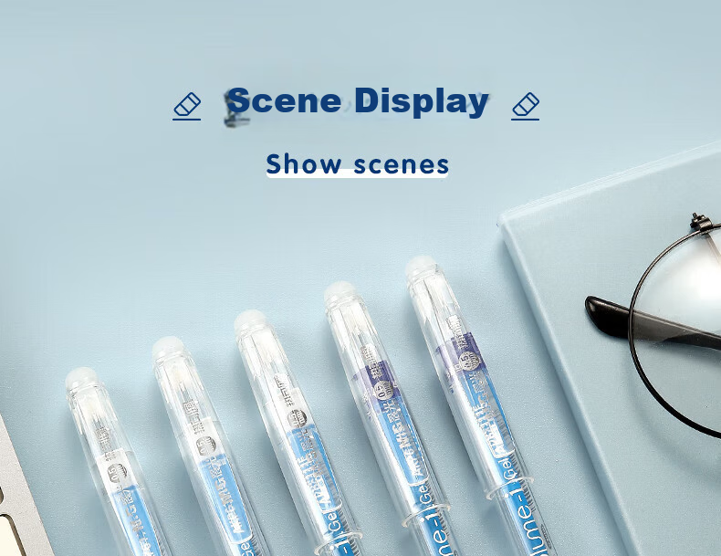 M&G Erasable Gel Pen, 0.5mm, Blue Bullet Tip, Signature Pen with Pull-Cap, Student Pen, AKP61115B, 6 Pcs 6