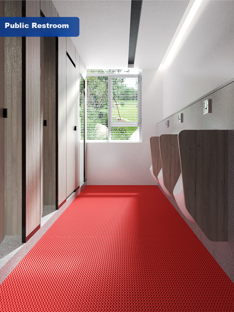 Boneng Bathroom Non-Slip Mat, Shower Room Bathing Special Foot Pad, Toilet Bathroom PVC Hollow Anti-Slip Floor Mat, 1.2*4m 15