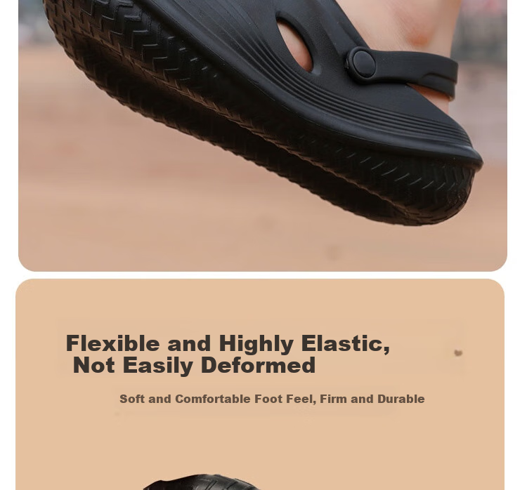 Huameijianbu Plain Color Men's Perforated Slippers, Indoor And Outdoor Wear, Shock-Absorbing, Non-Slip, Beach Sandals, HL2434, Off-White, Size 42-43 10