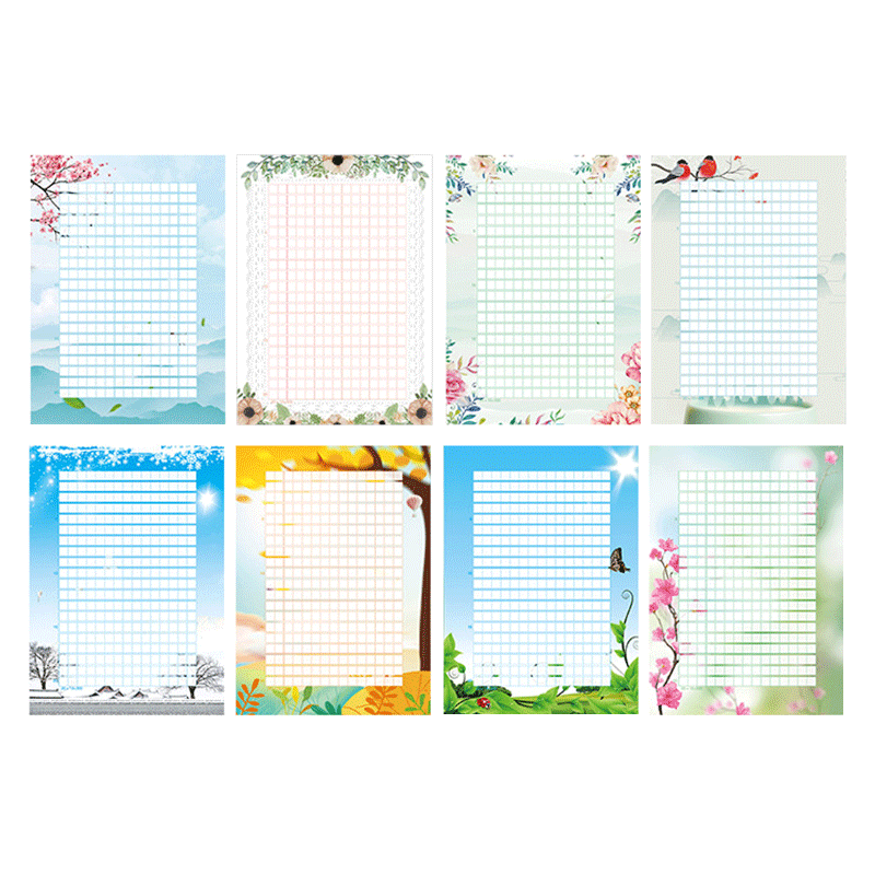 Yuhe A4 Composition Paper, Display Paper, Grid Writing Paper, Elementary School Student Writing, Thickened Letter Paper, Practice Paper, Learning Tool, 300 Grids, Eight Mixed Styles, 40 Sheets, 5145