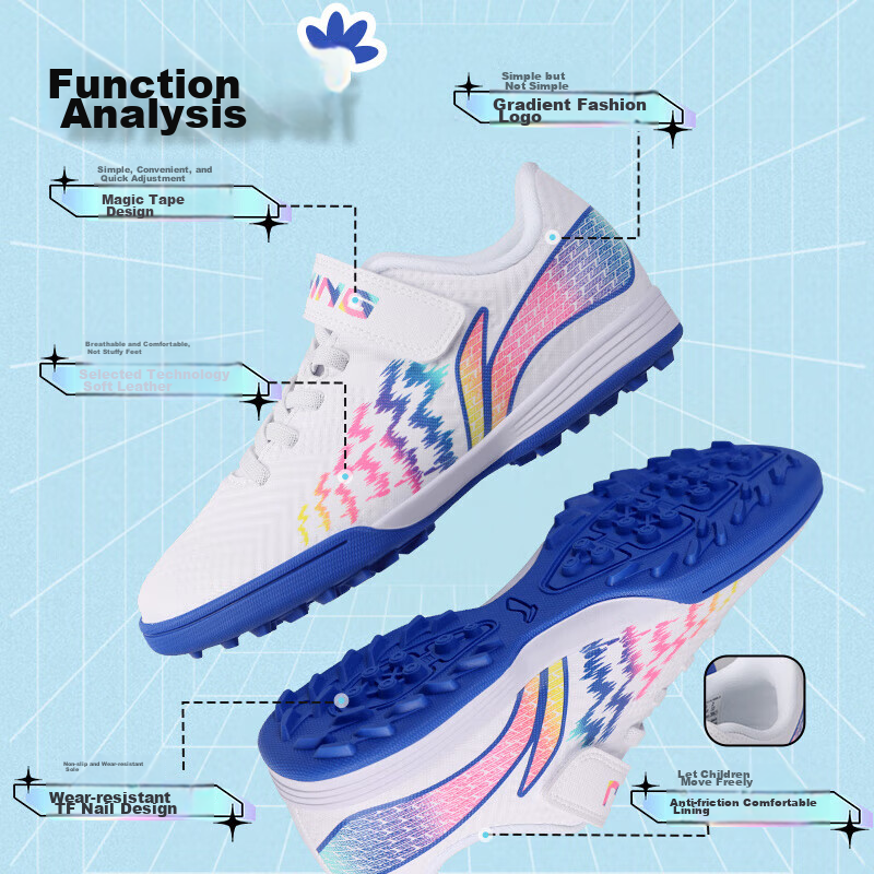 Детские футбольные бутсы Li-Ning для мальчиков и девочек, размер 32, синие