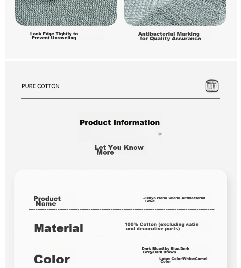 Grace 7A Antibacterial Pure Cotton Towels, 2 Pack, Men's Face Towels, Soft Pure Cotton for Home Use, Face Washing And Sports Cleansing 6