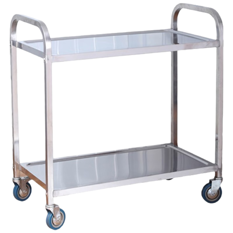 Quanshi Stainless Steel Double-Layer Food Trolley for Commercial Use in Hotels, Kitchens, Canteens, Storage Rack, Push Cart, Serving Cart, Dish Return Cart, Cleaning Cart